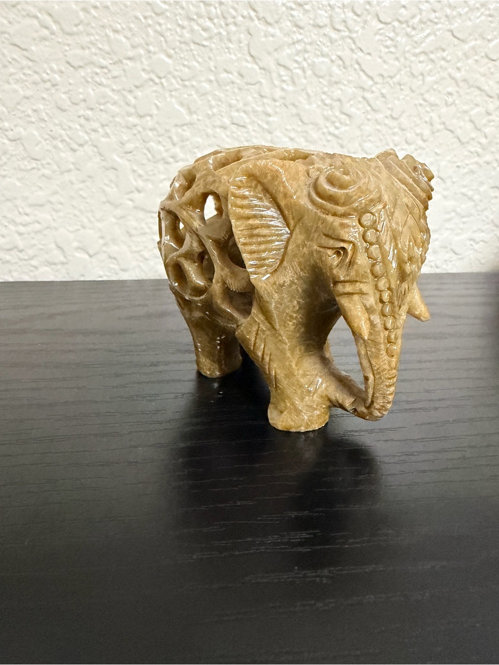 Soapstone Double Carved Elephant Figurine - Decorative Home Art